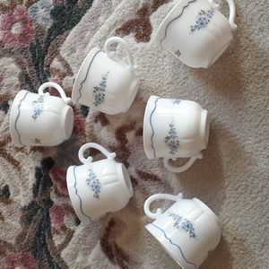 X6 Arcopal Vintage France Blue Flowers Romantic Tea/ Coffee Cups